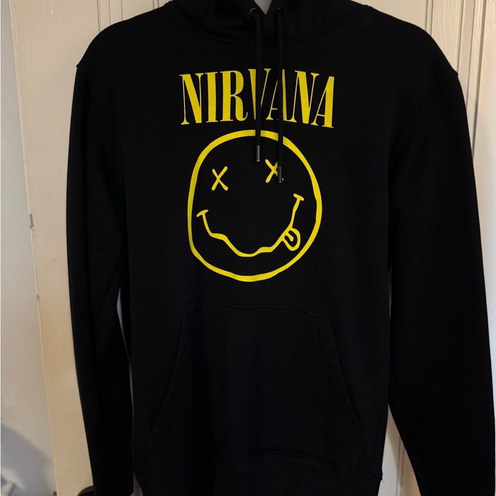 NIRVANA Black Hoodie with Yellow Graphic